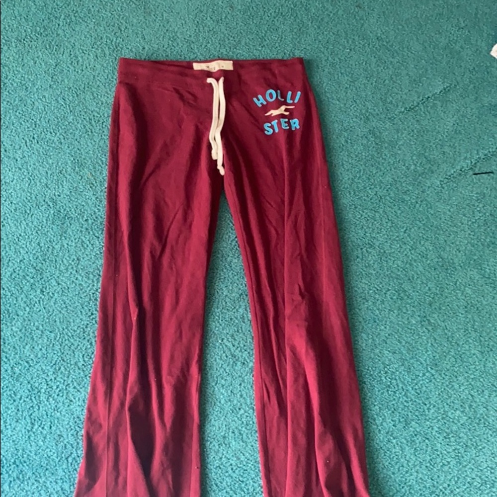 Maroon long flare Hollister sweatpants